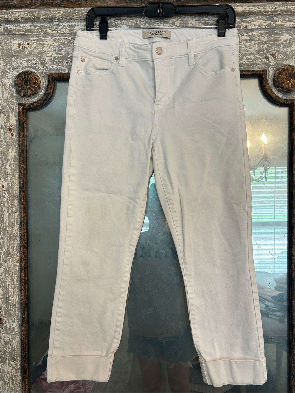 Liverpool White Cropped Cuffed Women's Jeans